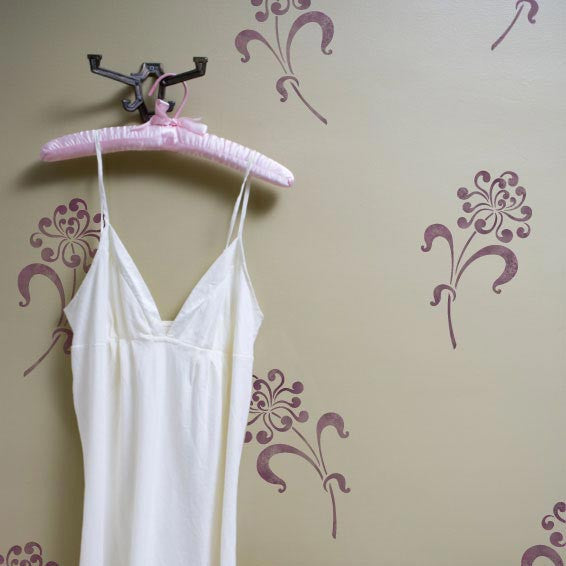 Cute Girls Room Decor or Classic Wall Art with Flower Stencils - Royal Design Studio