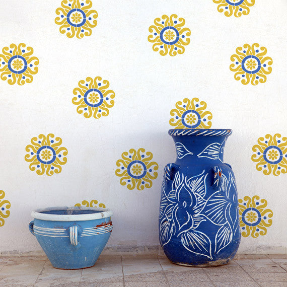 Sun Flower Moroccan Wall Art Stencil