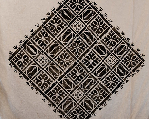 Moroccan Designs Stenciled on Fabric in Marrakesh - Royal Design Studio Fez Blanket Moroccan Wall Stencils