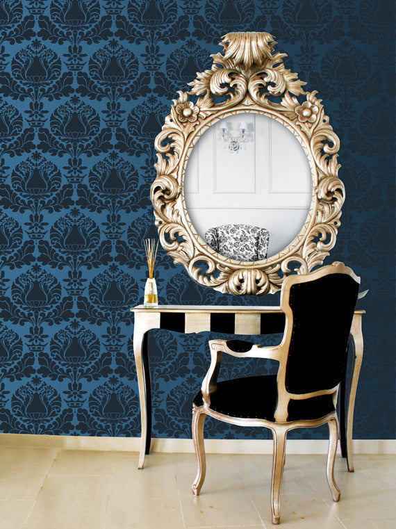 Italian Design and Victorian Home Decor - Corsini Damask Wall Painting Stencils for DIY Custom Wallpaper Look - Royal Design Studio