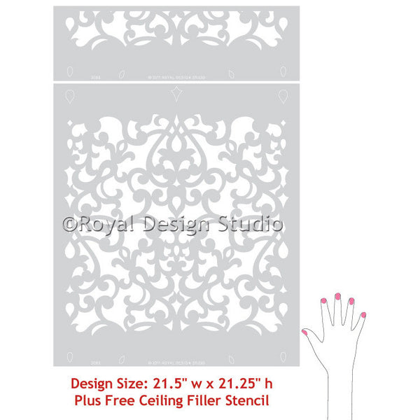 Allover Wall Stencil for DIY Wallpaper Painting | Donatella Damask