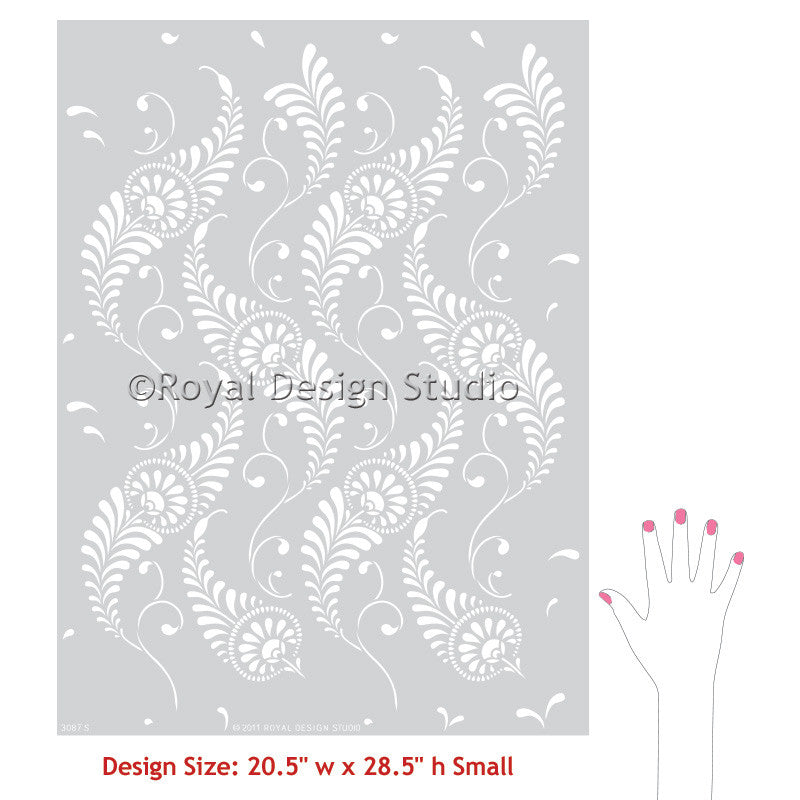 Feathered Damask Wall Stencil