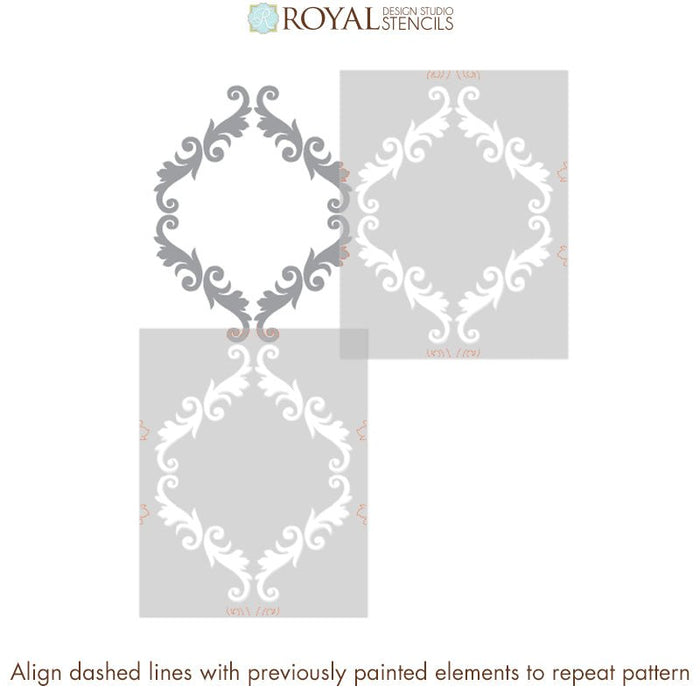 Large Trellis Wall Stencil | Acanthus Damask Wall Stencil for DIY Wallpaper