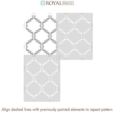 Large Trellis Wall Stencil | Acanthus Damask Wall Stencil for DIY Wallpaper
