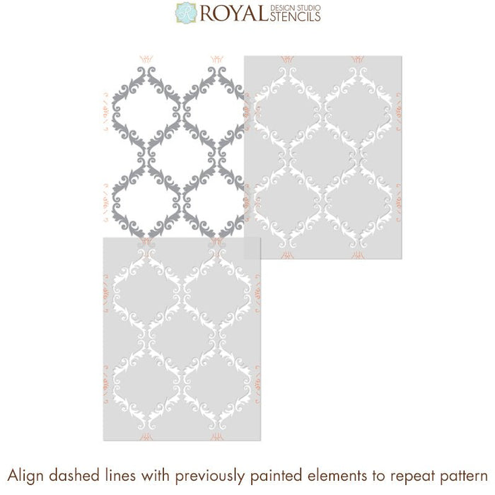 Large Trellis Wall Stencil | Acanthus Damask Wall Stencil for DIY Wallpaper