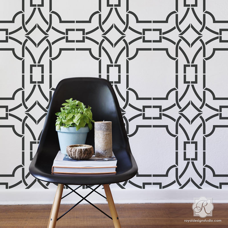 Tea House Trellis Allover Stencil - Large Stencils for Painting Walls – Try  Stencils Instead of Wallpaper – Modern Stencils for Wall Painting –