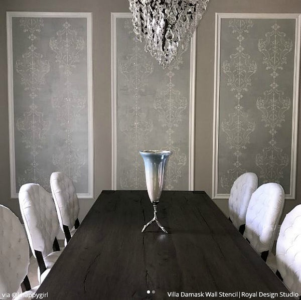 Villa Alison Woolley Damask Wall Stencil