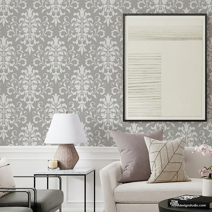 Large Trellis Wall Stencil | Acanthus Damask Wall Stencil for DIY Wallpaper