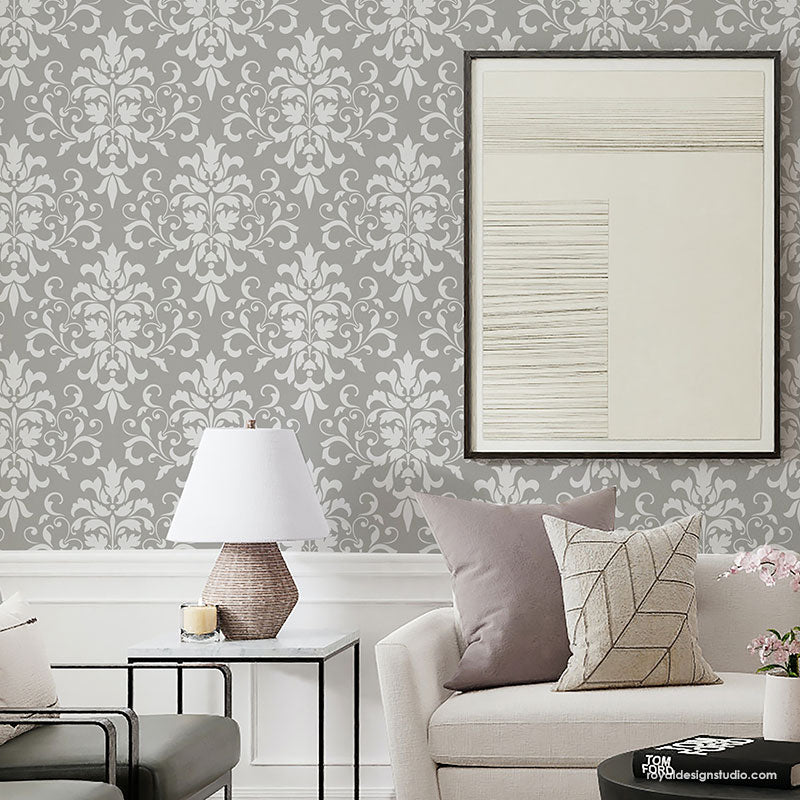 Foliate Damask Wall Stencil