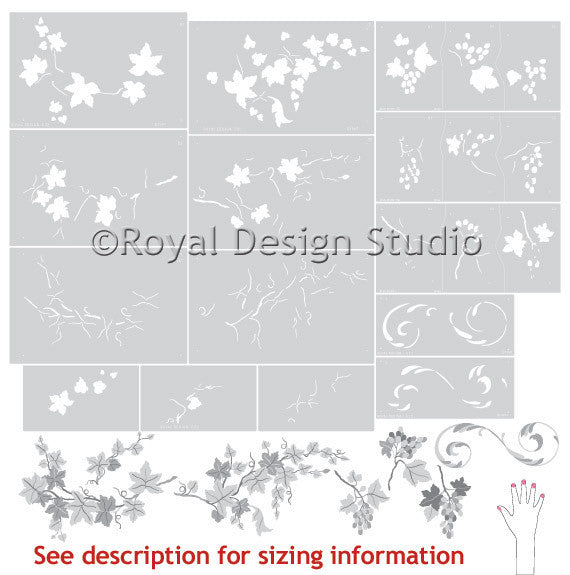 Grape Fruit DIY Wall Mural Art Stencils - Royal Design Studio