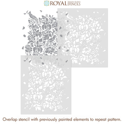 French Floral Damask Wall Pattern Stencil | Romantic Allover Stencil