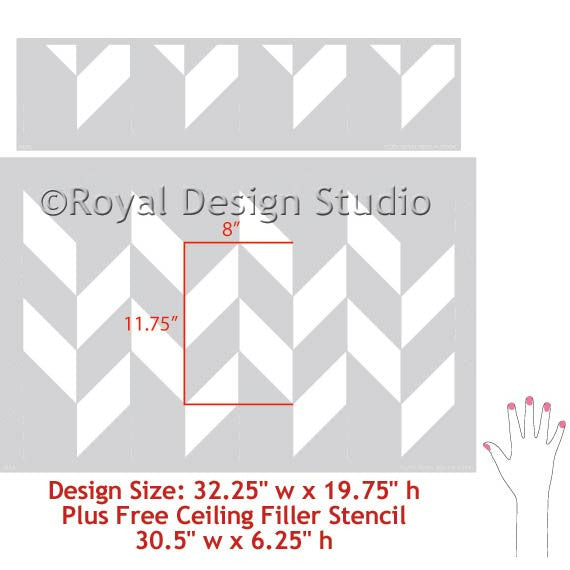 Herringbone Pattern Wall Stencils