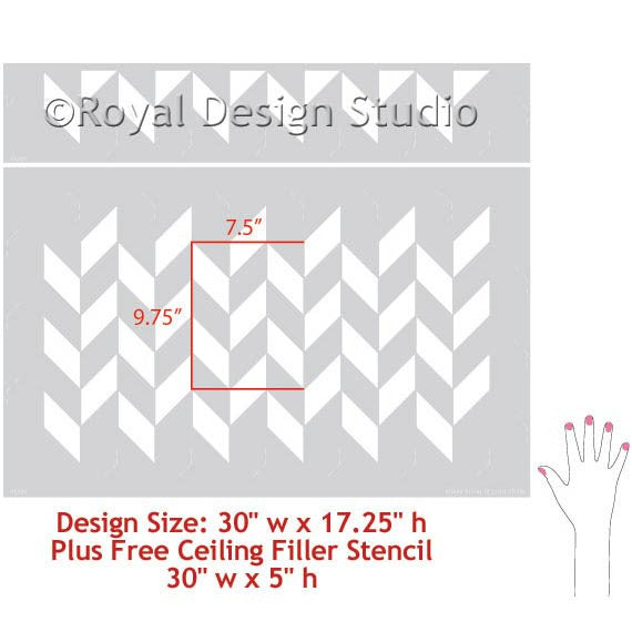 Herringbone Pattern Wall Stencils