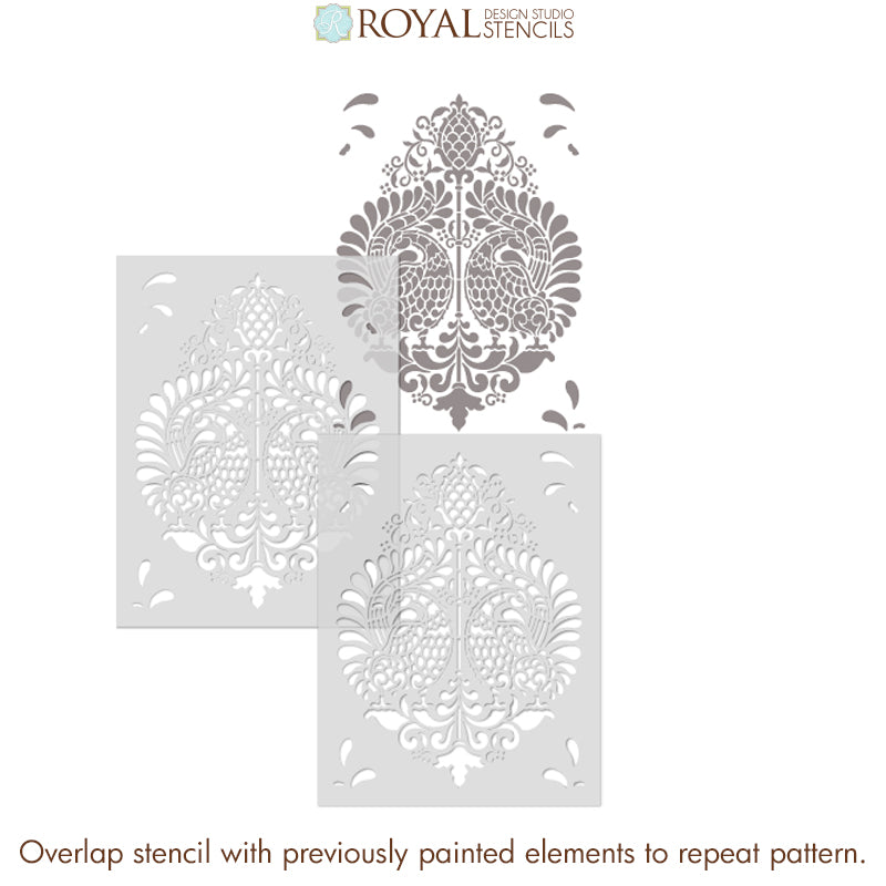 Annapakshi Indian Damask Furniture Stencil