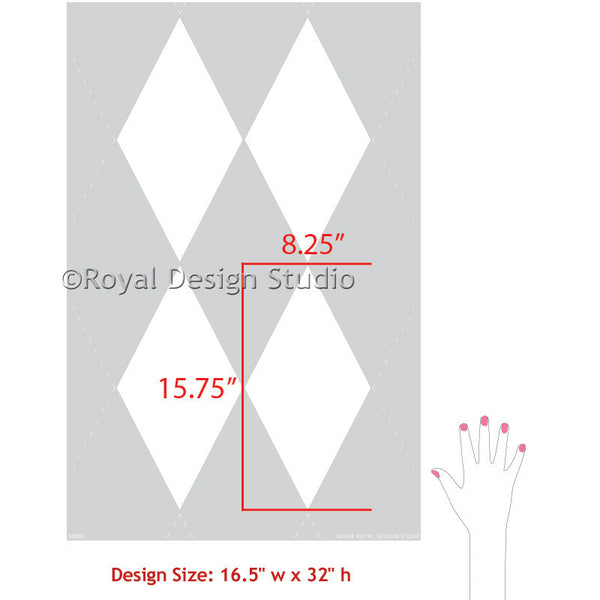 Classic and Retro Harlequin Pattern for Geometric Wall Stenciling - Royal Design Studio