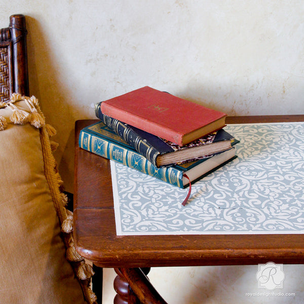 Painted Furniture Projects with Damask Stencils and Tile Stencils - Royal Design Studio