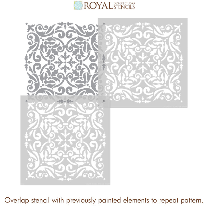 Anastasia Damask Tile Wall Stencil