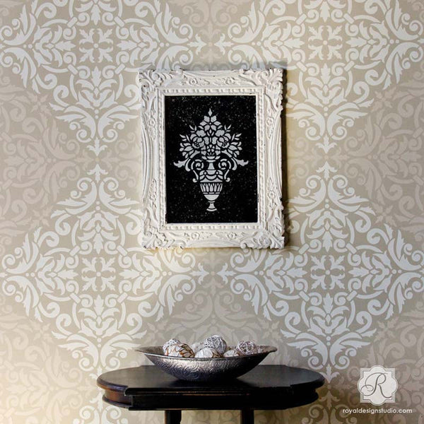 Allover Damask Wall Stencil for Painting - Decorate your Walls with Tile Stencils from Royal Design Studio