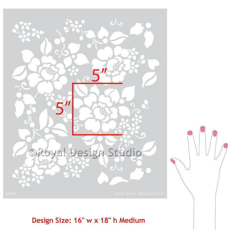 Spring Rose Blossoms Wall Stencil