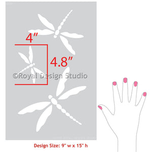 Painting Nursery Decor or DIY Outdoor Patio Projects with Dragonfly Wall Art Stencils - Royal Design Studio