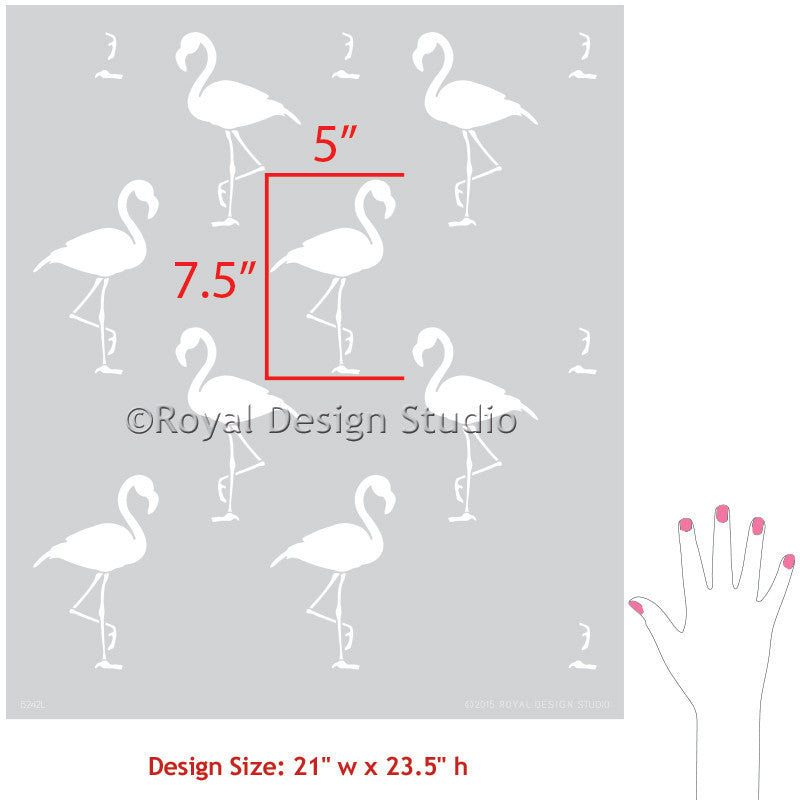 Decorating Living Room Walls with Bold Pattern - Flamingo Deco Wall Stencils - Royal Design Studio