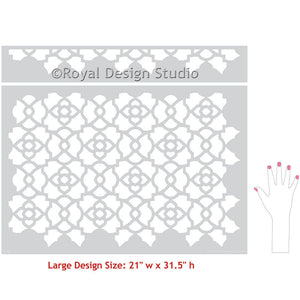 DIY Decorating with Large Designer Stencils - Mamounia Moroccan Trellis Wall Stencils - Royal Design Studio