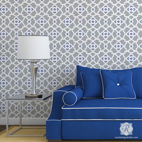 DIY Moroccan Decor and Colorful Patterns - Mamounia Moroccan Trellis Wall Stencils - Royal Design Studio