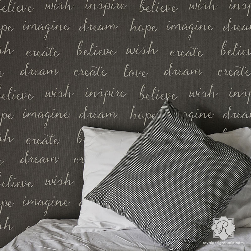 Modern Letter Stencils for Contemporary Accent Wall - Dream On Lettering Wall Stencils - Royal Design Studio
