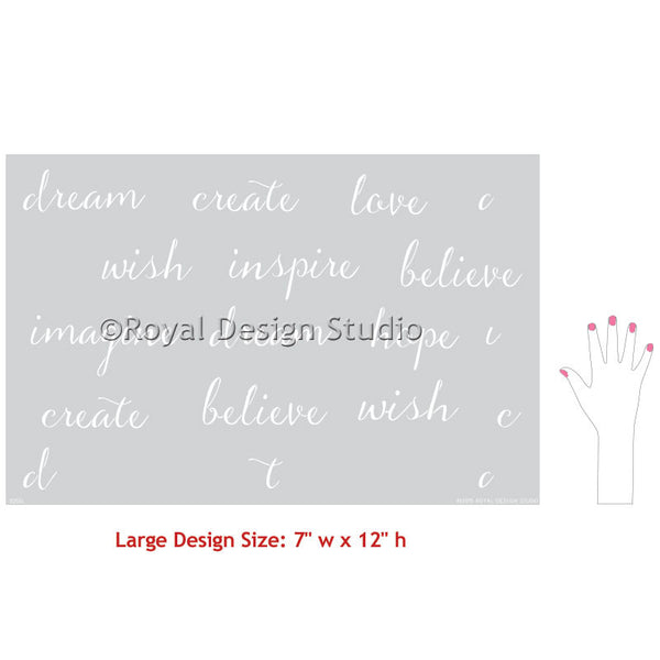 Modern Letter Stencils for Shabby Chic Accent Wall - Dream On Lettering Wall Stencils - Royal Design Studio