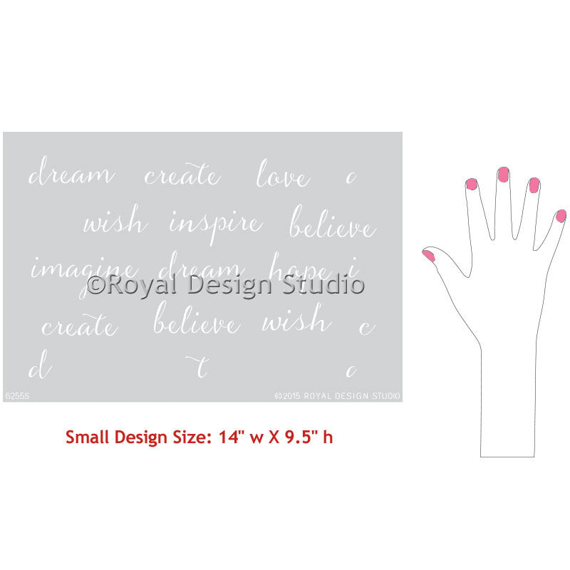 Decorate Painted Furniture with Modern Typography Designs - Dream On Lettering Furniture Stencils - Royal Design Studio
