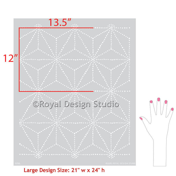 DIY Dotted Tie Dye Pattern in Asian Home Decor - Shibori Japanese Wall Stencils - Royal Design Studio