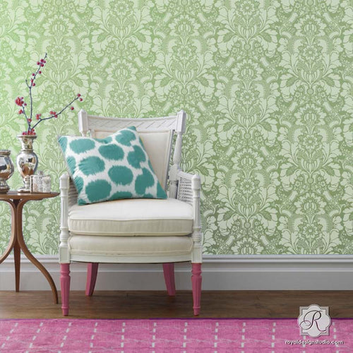 Large Floral Damask Wall Stencils - DIY Wallpaper Look