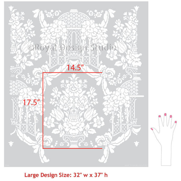 Large Floral Damask Wall Stencils - DIY Wallpaper Look