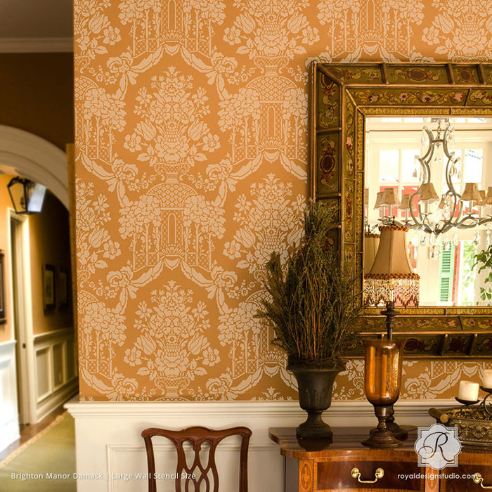 Large Floral Damask Wall Stencils - DIY Wallpaper Look