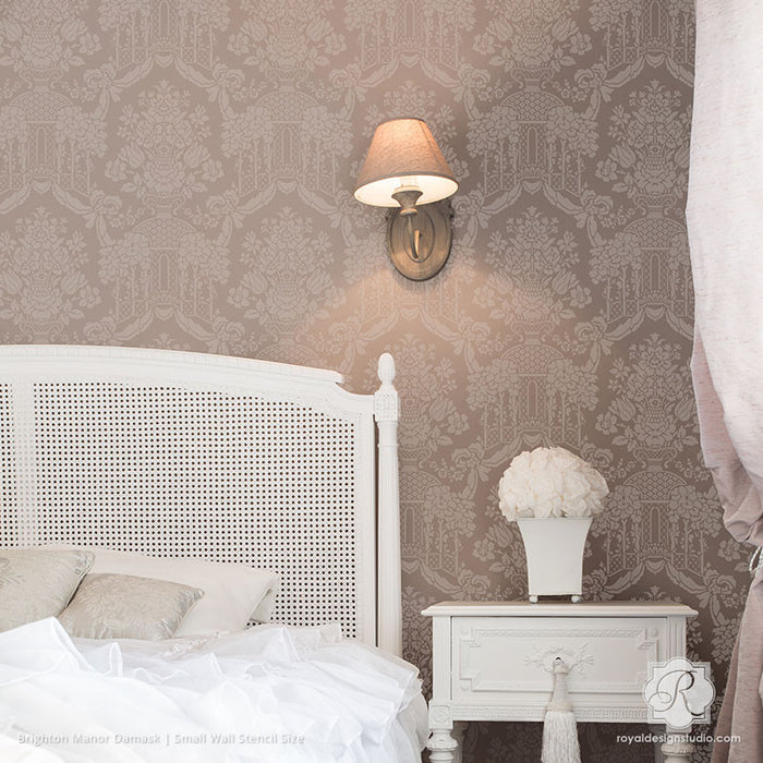 Large Floral Damask Wall Stencils - DIY Wallpaper Look