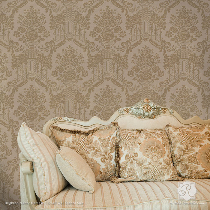 Large Floral Damask Wall Stencils - DIY Wallpaper Look