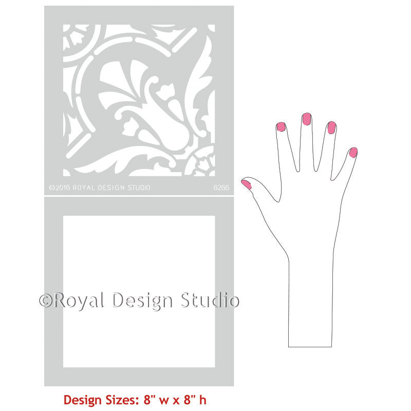 Spanish Tile Designs for Painting Pattern on Walls and Floors - Majorca Tile Stencils - Royal Design Studio