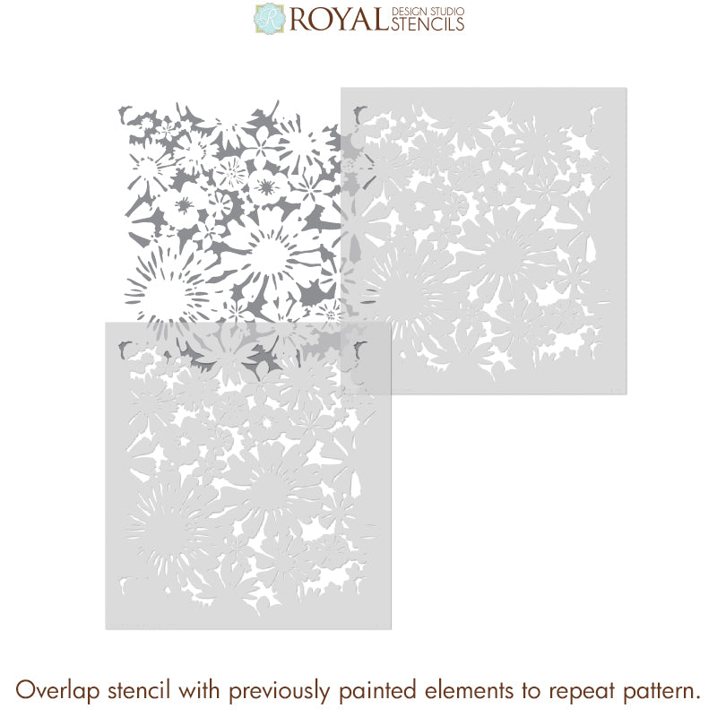 Floral Fireworks Allover Wall Stencil