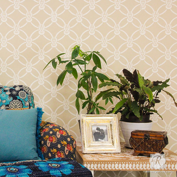 Macrame Knotted Rope - Woven Knots Wallpaper Design - Royal Design Studio Wall Stencils