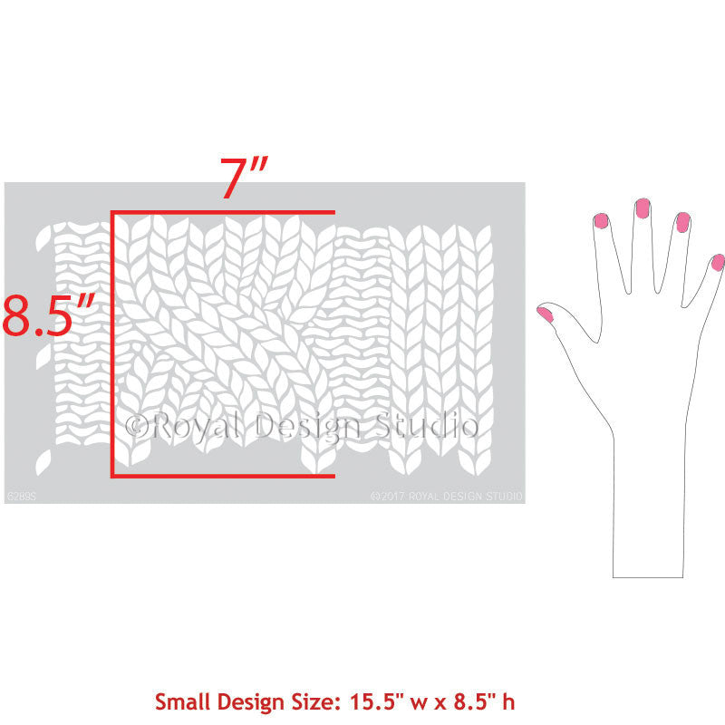 DIY Project and Painting Small Stencils with Fabric Weave Pattern - Chunky Cable Knit Furniture Stencils - Royal Design Studio