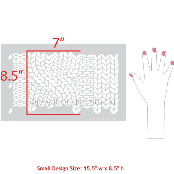 DIY Project and Painting Small Stencils with Fabric Weave Pattern - Chunky Cable Knit Furniture Stencils - Royal Design Studio