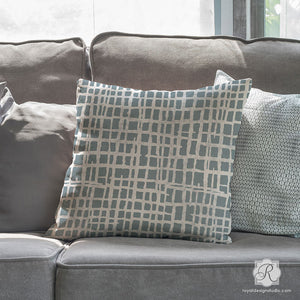 DIY Painted Pillows with Modern Texture Design - Loose Weave Furniture Stencils - Royal Design Studio