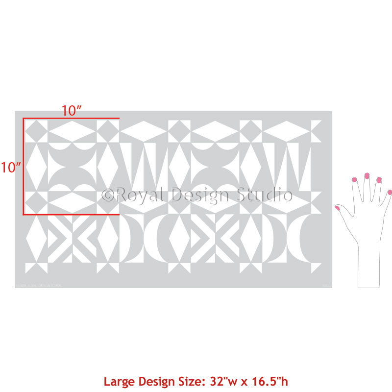 Modern Tribal Wall Pattern and Midcentury Modern Wall Stencils - Royal Design Studio