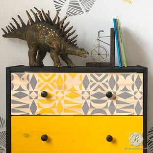 Midcentury Modern Ikea Hack Dresser Drawers Idea - DIY Modern Tribal Furniture Stencils - Royal Design Studio