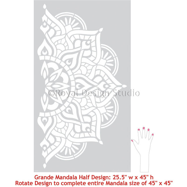 Large Mandala Wall Stickers and Wall Stencils for Decorating Bohemain Style Room Decor - Royal Design Studio Stencils