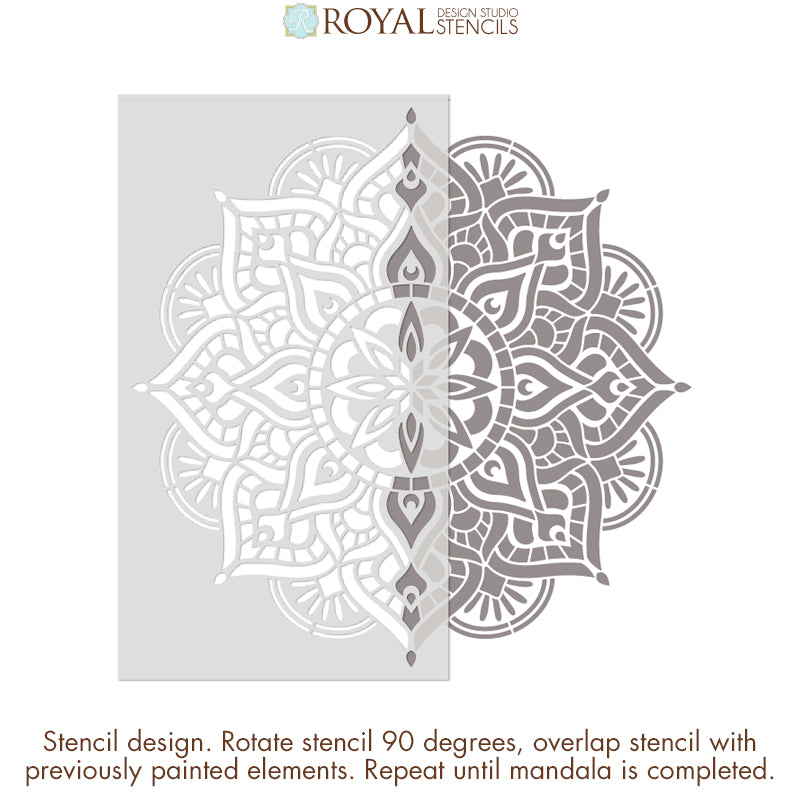 Large Mandala Wall Art Stencils for Painting Boho Bedroom Mural Design