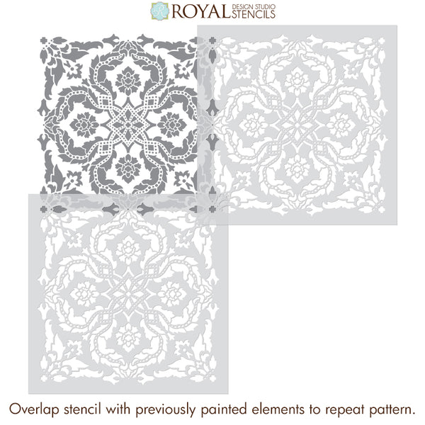 Old World Classic Damask Wallpaper Wall Pattern Stencil for Painting - Large Tile Stencils for Wall Painting - Royal Design Studio Stencils