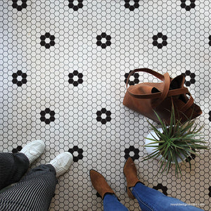 classic hexagon floor tiles penny tiles diy floors