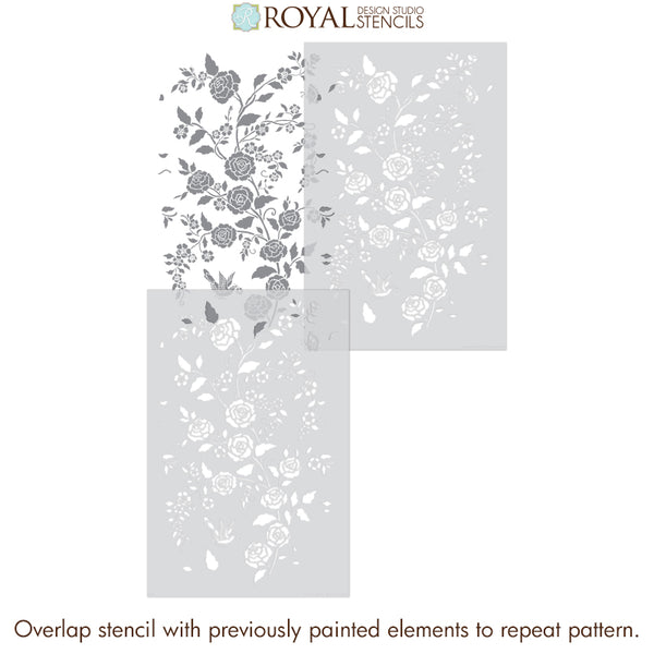 Meandering Rose Chinoiserie Wall Stencil