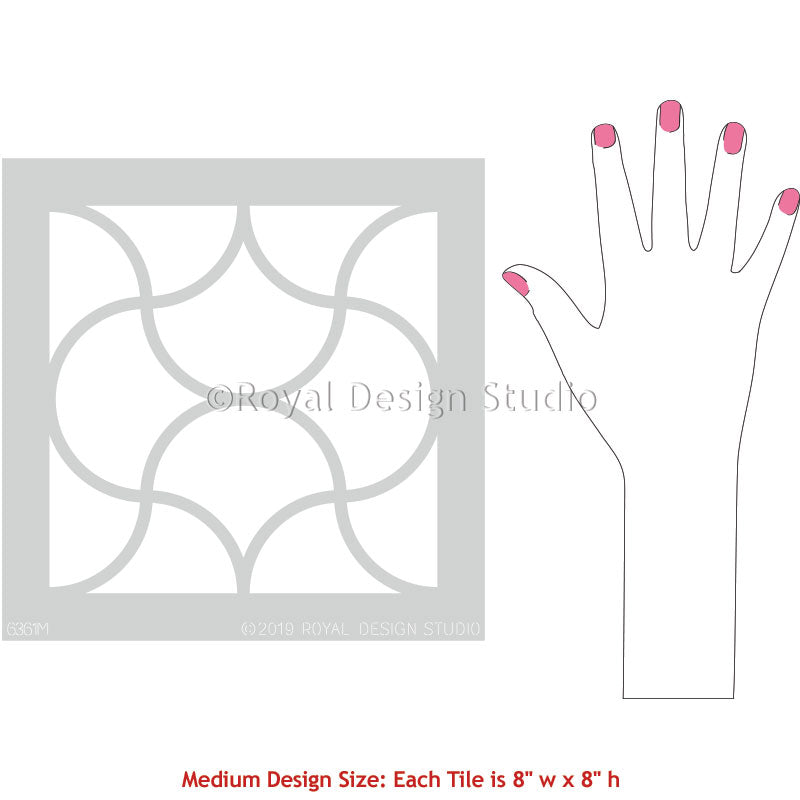 Art Deco Tile Stencils - Asian Style Decor Tile Stencils - Modern Floor Painting Stencils - Royal Design Studio